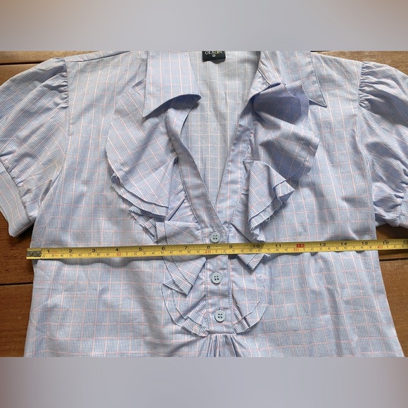 Olian Maternity from Miami ruffle button short sleeved blouse - Picture 9 of 11